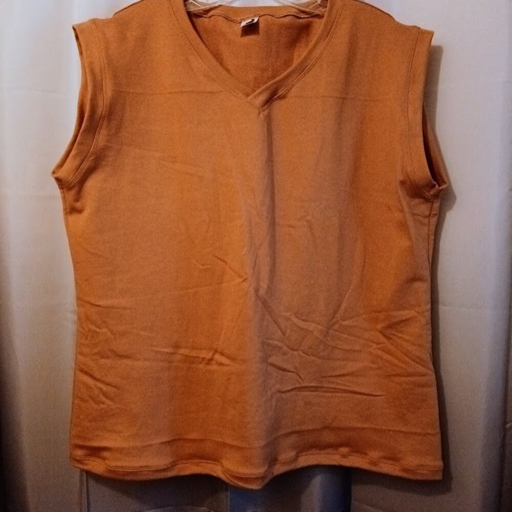 Nwt Rust Orange V-neck Tank top womens XL Classic fit 100% Cotton t-shirt